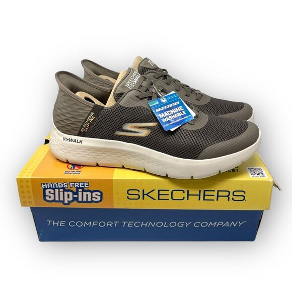 Skechers Go Walk Slip-Ins Hands Free Brown Mesh Sneakers Casual Mens Size 13 New - Picture 1 of 11